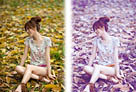 Photoshop给草地上的美女照片增加淡调蓝紫色教程1