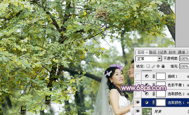 Photoshop给树林婚片加上浓郁浪漫的秋季色技巧6