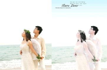 PhotoShop为海边的婚纱照添加淡彩色调1