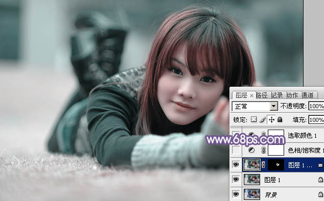 Photoshop给美女照片加上韩系紫蓝色技巧4