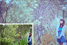 Photoshop给树林人物照片调出韩系淡蓝色教程1