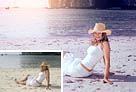 Photoshop打造海滩上的美女照片淡紫霞光色教程1