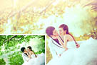 Photoshop给池塘边的情侣婚纱照加上唯美的淡黄色1