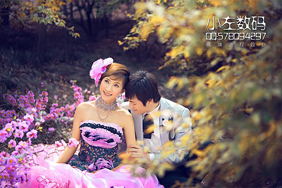 Photoshop打造漂亮时尚的暖色树林婚片教程3