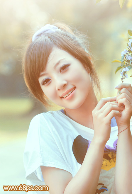 Photoshop给外景人物照片加上粉黄色教程3