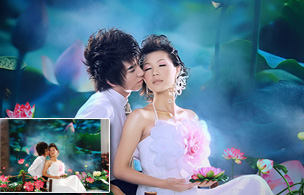 PhotoShop调出情侣婚纱照片梦幻清新效果教程1