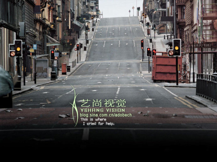 Photoshop快速调出街道图片暗红的非主流色调1