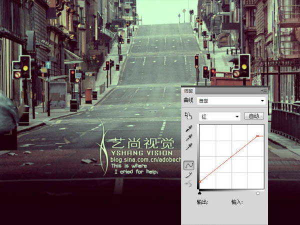 Photoshop快速调出街道图片暗红的非主流色调3