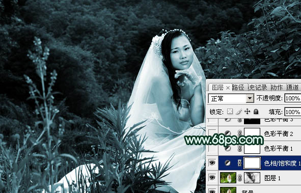 PS制作柔美的暗绿色外景婚片5