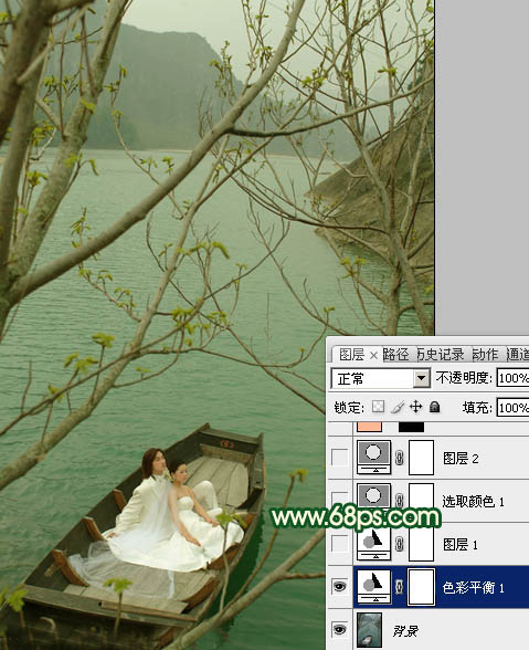 Photoshop打造灿烂的春季绿色婚片5