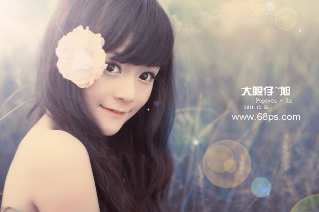 Photoshop给过曝的美女照片加上古典的暖色调2