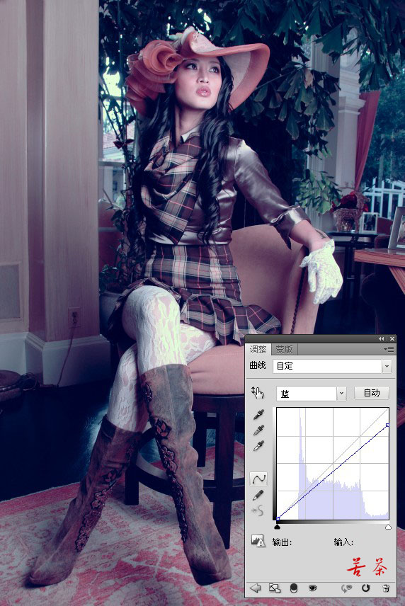 PhotoShop打造复古冷色调时装美女照片效果教程6