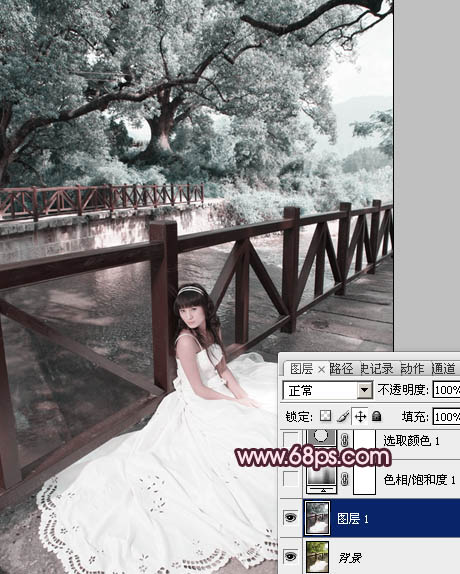 Photoshop给河边美女婚片调出梦幻的紫红色教程4