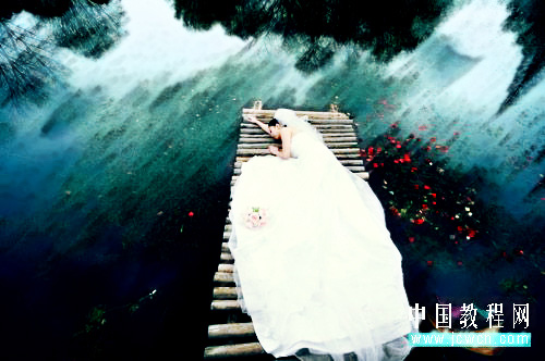 Photoshop打造漂亮的青色水墨外景婚片2