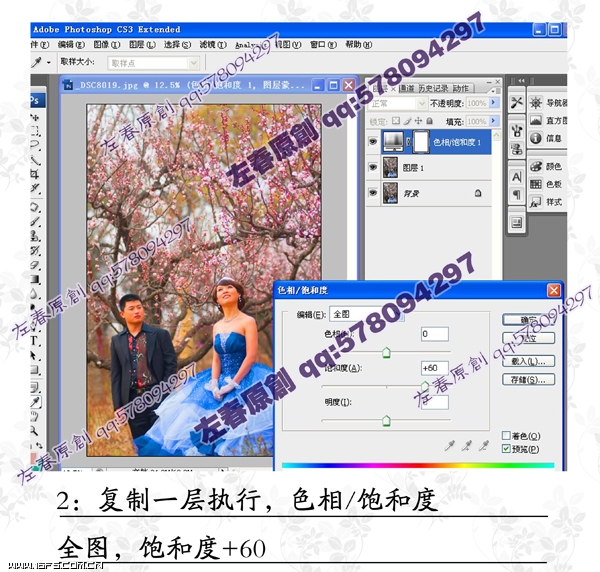 PhotoShop给桃花下的婚纱照调色教程4