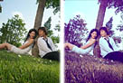 Photoshop给外景情侣照片打造浪漫的橙紫色1
