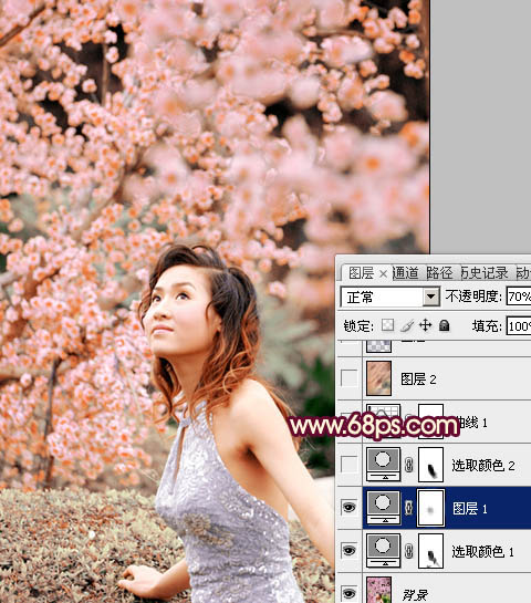 Photoshop调出春季外景图片柔美的粉红色6