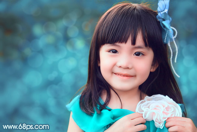 Photoshop给小女孩照照片增加甜美的青红色2