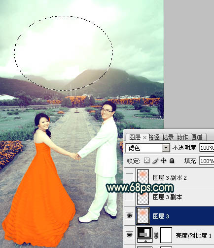 Photoshop打造古典青绿色外景婚片教程25