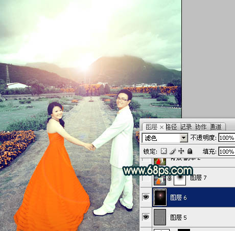 Photoshop打造古典青绿色外景婚片教程27