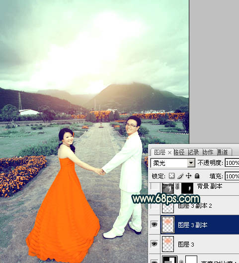 Photoshop打造古典青绿色外景婚片教程26