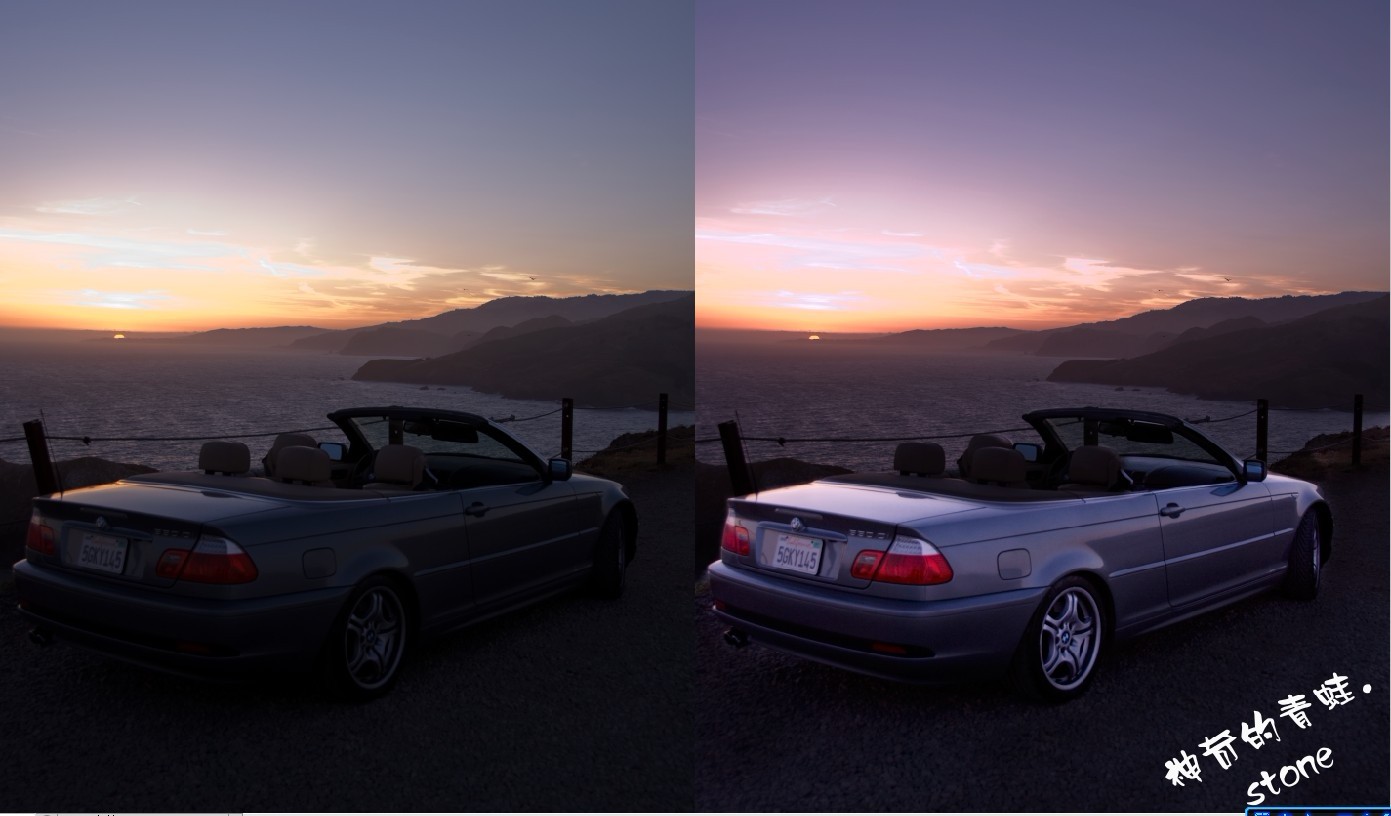 PS CS5用Camera raw对光线不足的跑车风景照片调色教程1