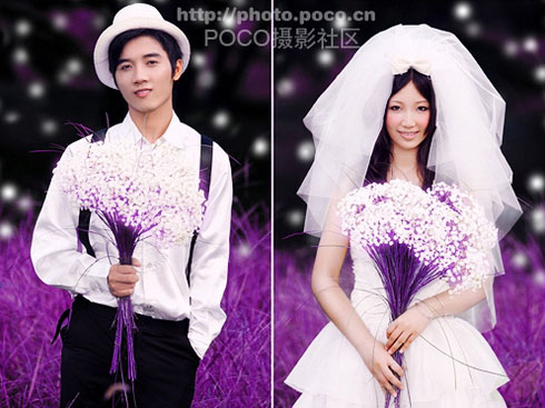 PS利用替换颜色调出紫色外景婚纱照片2