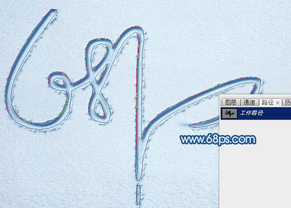 Photoshop在冰雪上制作漂亮的划痕连写字31