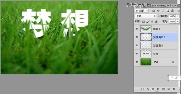Photoshop制作春季草丛中梦想字体效果图6