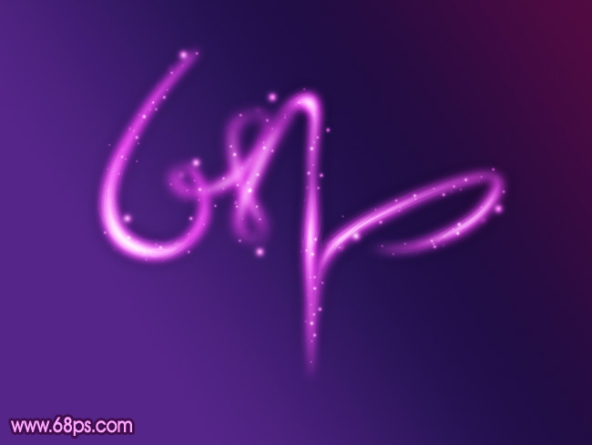 Photoshop打造梦幻的紫色连写霓虹字1