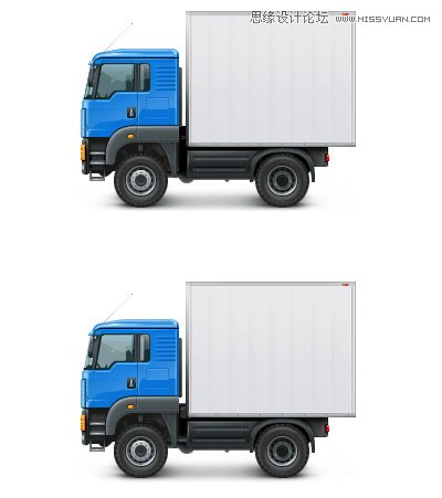 Photoshop绘制蓝色立体效果的小货车图标1