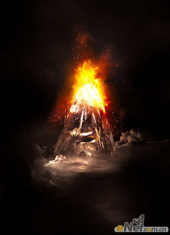 PhotoShop打造火山喷发岩石火焰文字效果教程1
