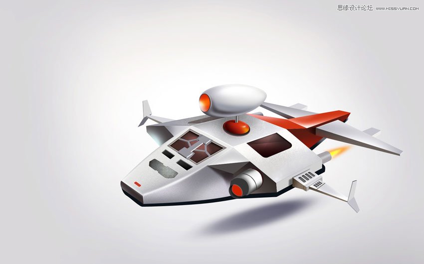 Photoshop绘制金属立体质感的玩具飞机模型12
