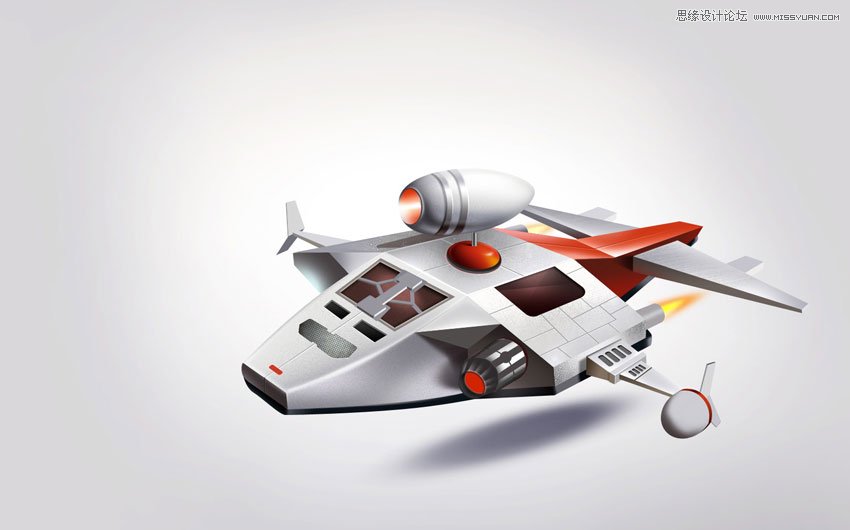 Photoshop绘制金属立体质感的玩具飞机模型16