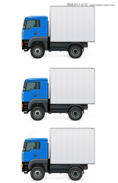 Photoshop绘制蓝色立体效果的小货车图标8