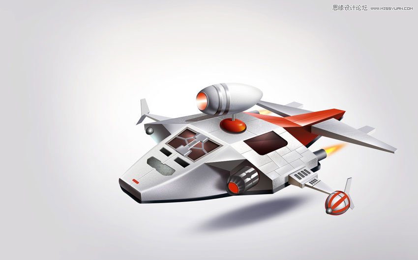 Photoshop绘制金属立体质感的玩具飞机模型18