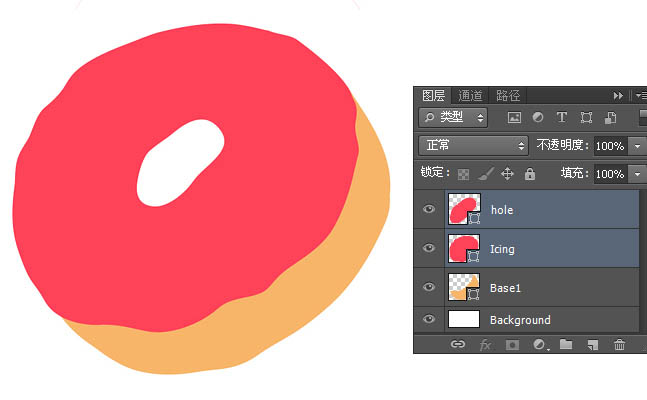 Photoshop绘制草莓口味甜甜圈6