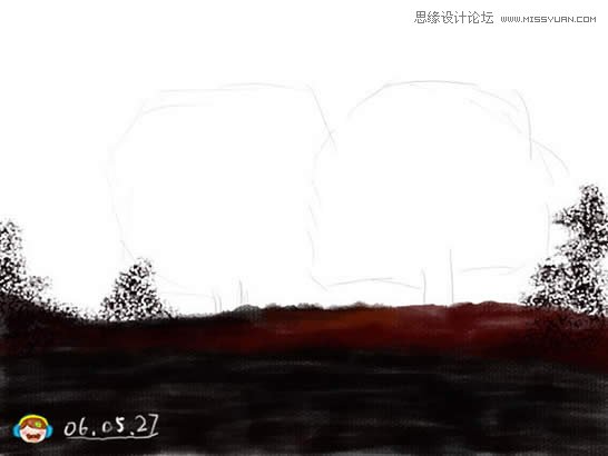PS鼠绘晨曦中的树林插画4