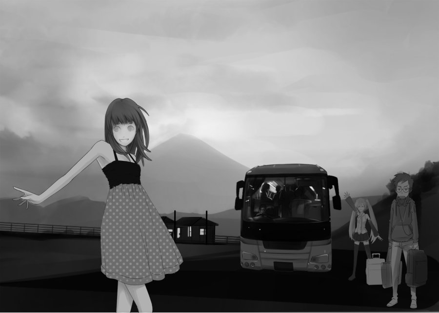 PhotoShop绘制富士山下的可爱MM画面效果过程4