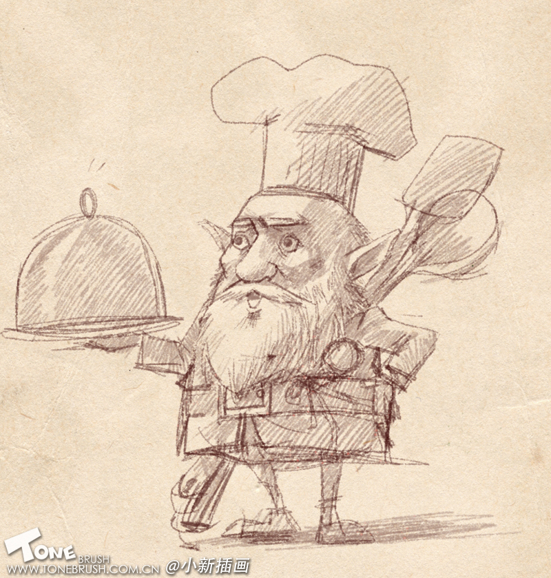PhotoShop CS5绘制拿大勺的厨师老头卡通形像2