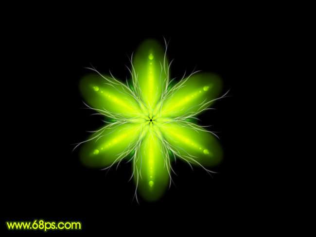 Photoshop制作奇幻的绿色荧光花朵1
