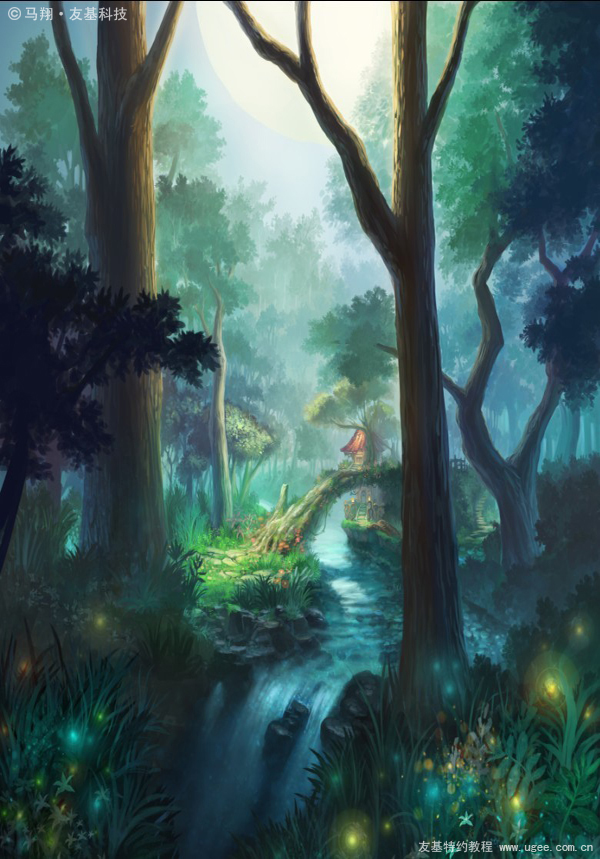 PhotoShop绘制童话丛林背景插画教程1