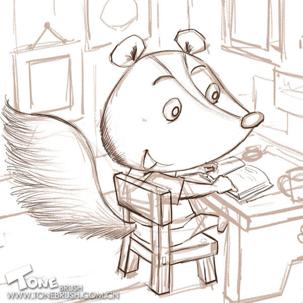 PS鼠绘可爱的卡通小鼬鼠5