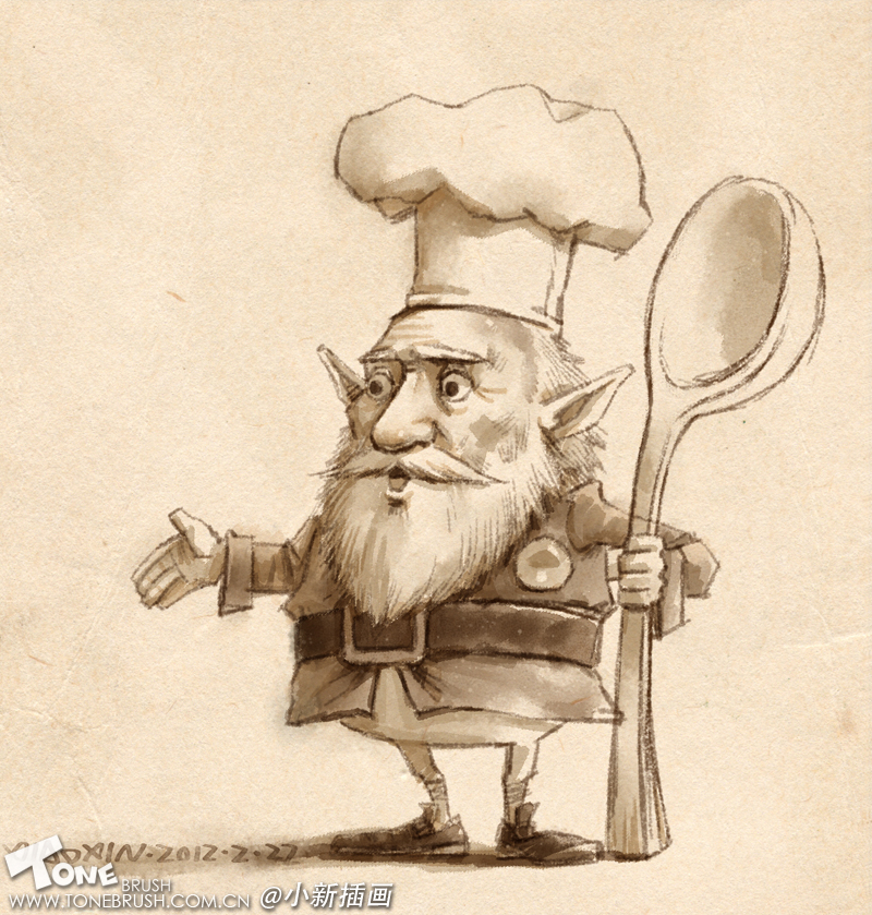 PhotoShop CS5绘制拿大勺的厨师老头卡通形像4