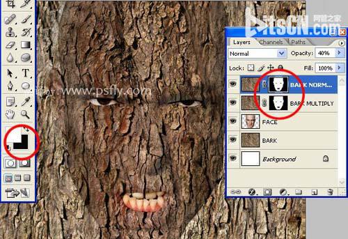PS合成恐怖效果的树皮人脸效果教程12