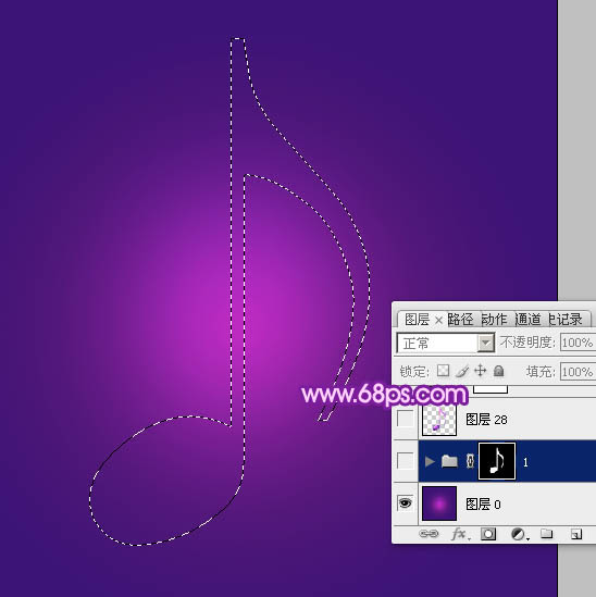 Photoshop制作绚丽的紫色水晶音符5