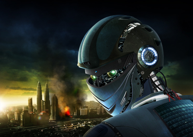 PhotoShop绘制摧毁城市的外星机器人1