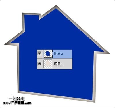 PS制作蓝色立体房子形状的游戏图标教程4