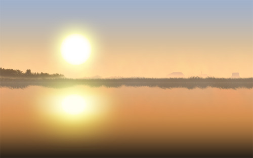 PhotoShop绘制湖边初升的太阳教程2