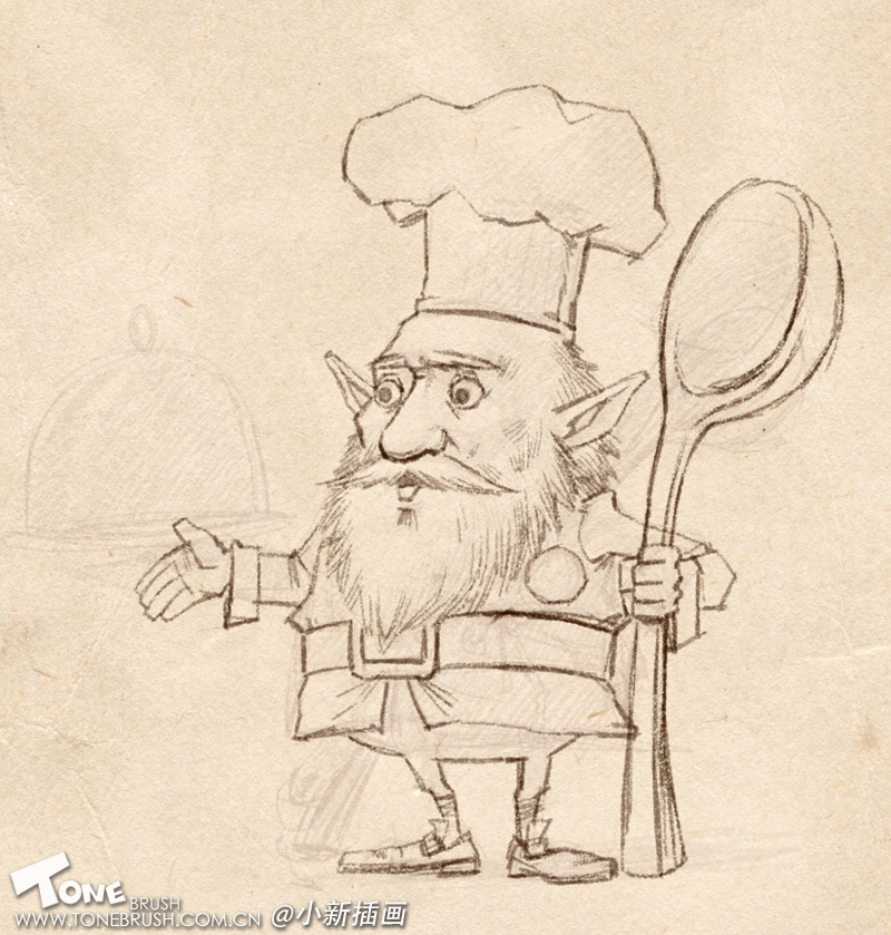 PhotoShop CS5绘制拿大勺的厨师老头卡通形像3